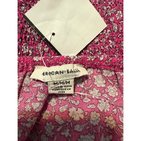 AE Women M Smocked Lace Cotton Milkmaid Top Cottage Peasant Barbie Festival Y2K - Picture 7 of 9